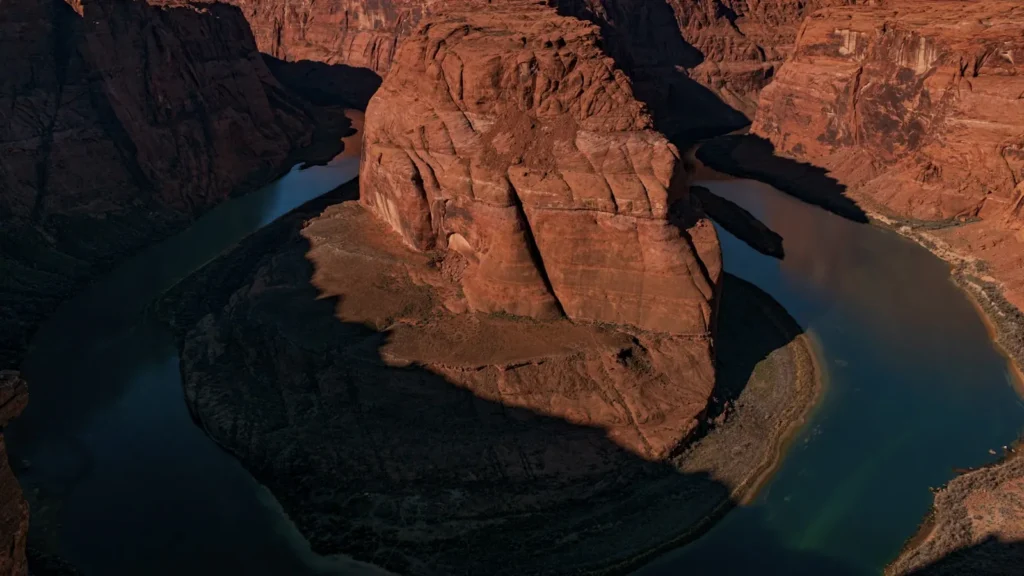 Green river water in a deep sandstone canyon in northern Arizona